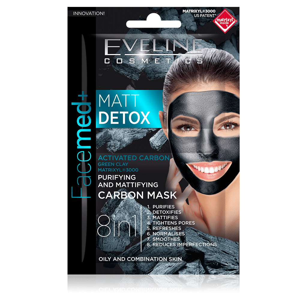 evelinecosmetics Eveline Cosmetics Gesichtsmaske Facemed+ reinigende DetoxMaske mit Kohle 2X5M