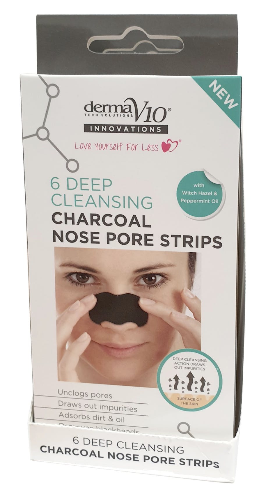 DermaV10 Deep Cleansing Charcoal Nose Strips 6 st