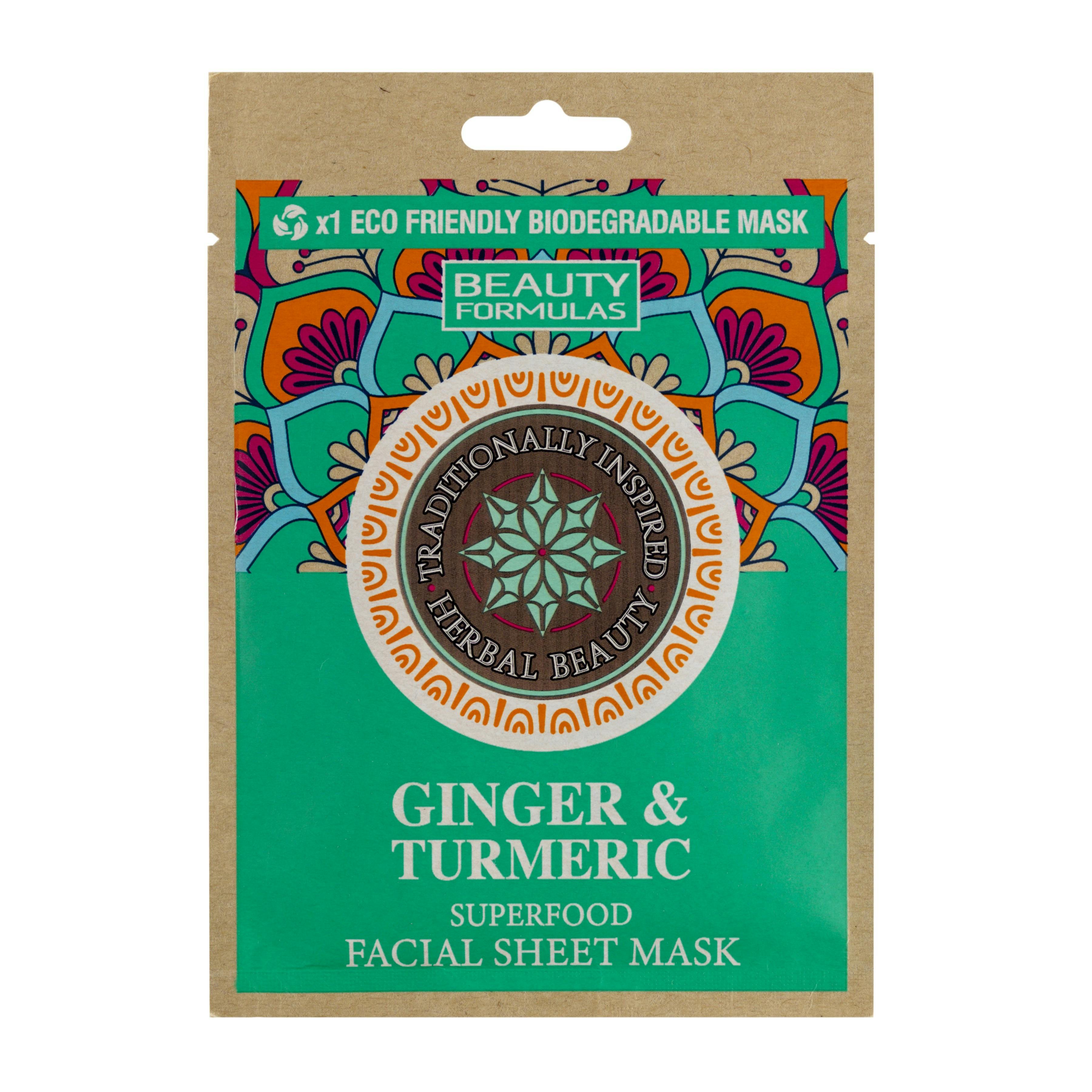 Beauty Formulas Ginger & Turmeric Facial Sheet Mask 1 st