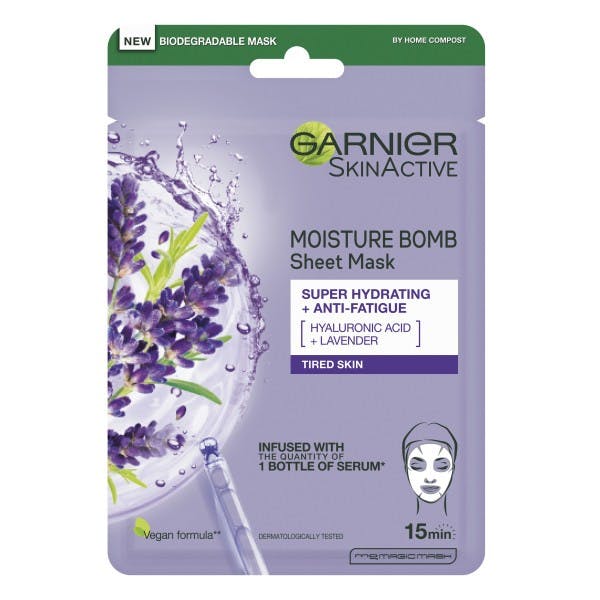 Garnier Moisture Bomb Lavender Hydrating Face Sheet Mask X 3