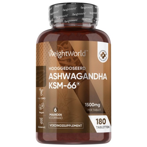 WeightWorld Ashwagandha KSM-66 - 1500 mg 180 tabletten - 6 maanden voorraad