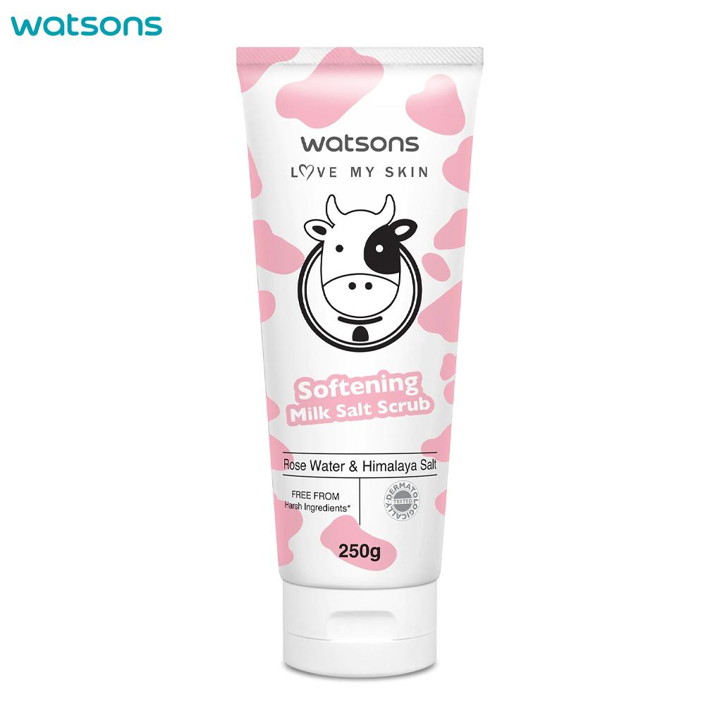 WATSONS Love My Skin Softening Salt Scrub, Rose Water & Himaraya Salt, Dermatologically Tested, 250 g.
