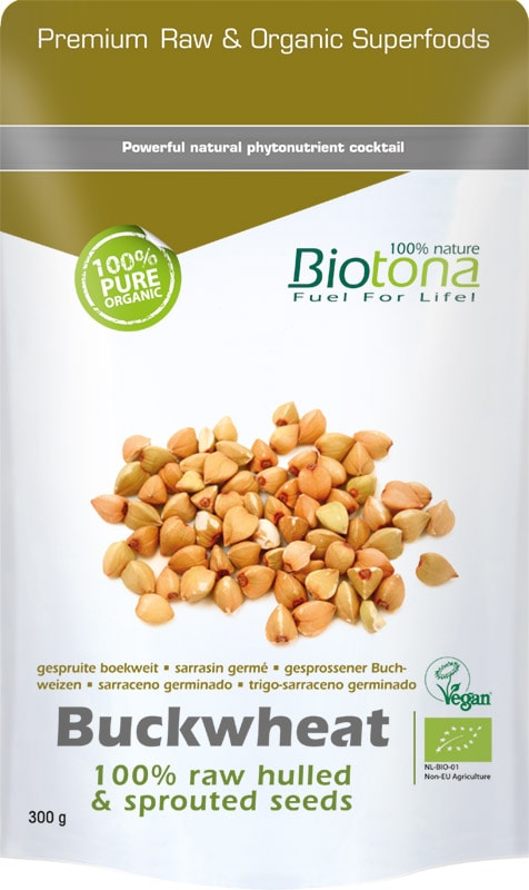 Biotona Buckwheat raw hulled& sprouted seeds bio 300 gram