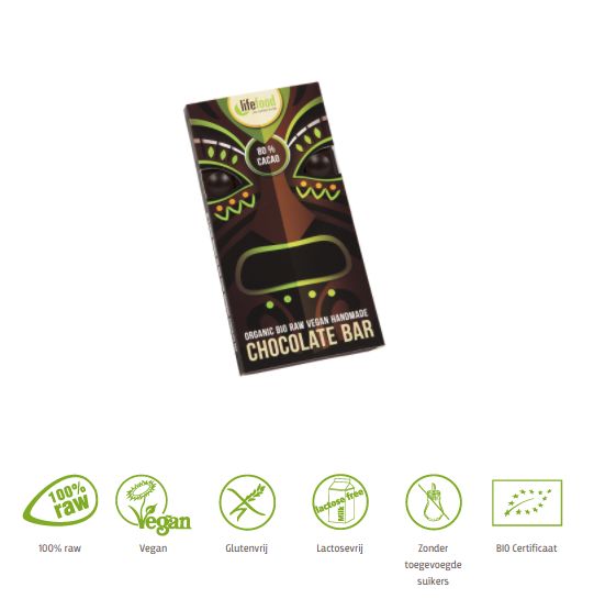 Lifefood Chocolate Bar 80% Kakao glutenfrei
