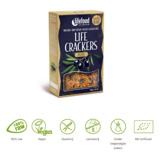 Lifefood Life crackers olijf bio 90 gram