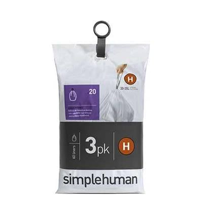 Simplehuman  Afvalzakken Liner Pocket Code H, 30 liter, 3x20 stuks -