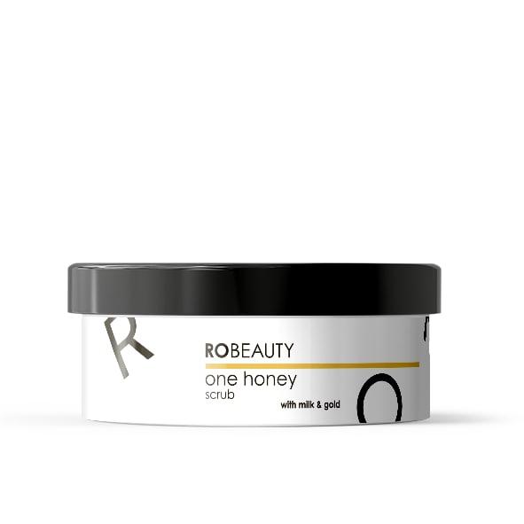 RoBeauty OneHoney  honey body scrub with golden shimmering powder 250 ml