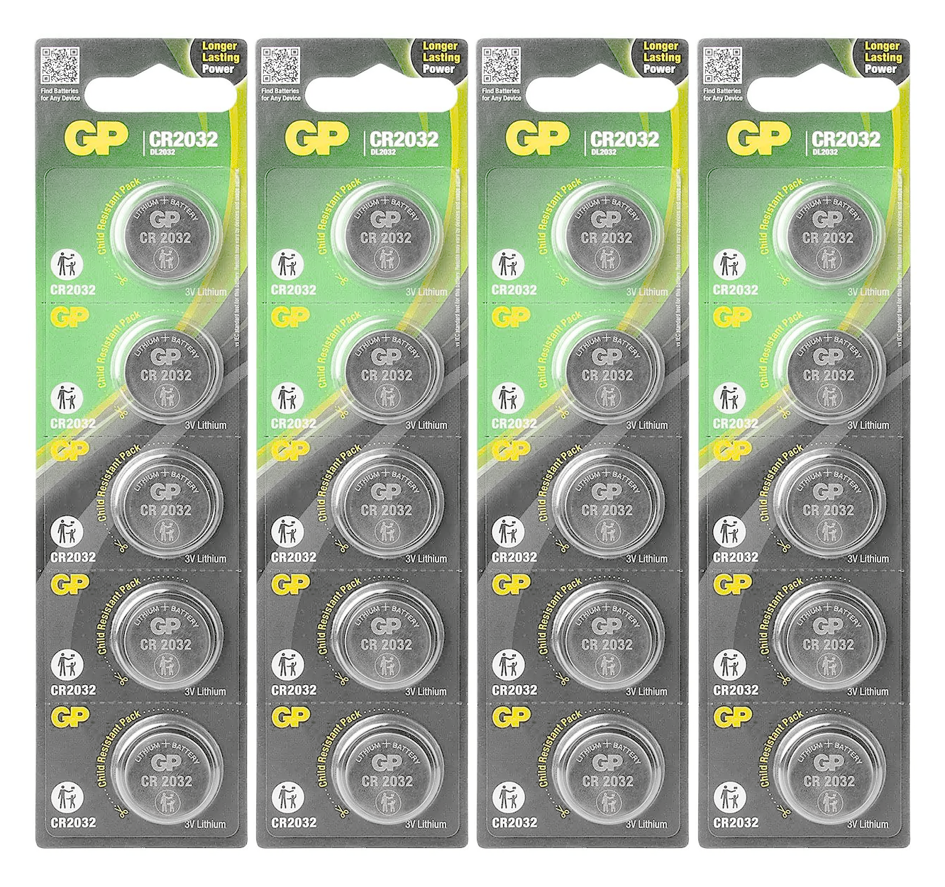 GP Batteries 1x20 GP CR 2032 Lithium 3V 20 Stück Knopfzellen 0602032C20