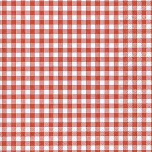 Paperdesign 20x Tafel diner/lunch servetten 33 x 33 cm ruitjes rood/wit 3-laags -