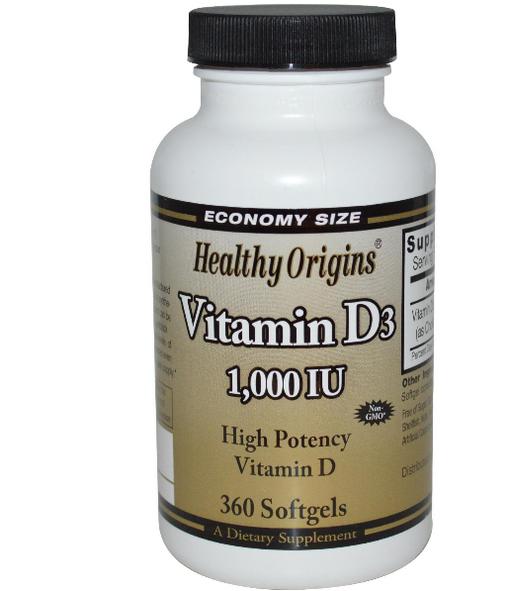 healthyorigins Vitamin D3 1000 IU (360 Softgels) - Healthy Origins