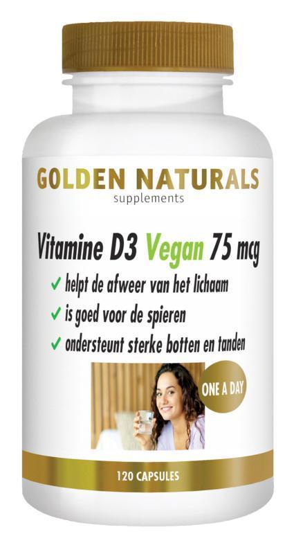 Golden Naturals Vitamine d3 vegan 75 mcg 120 Vegicapsules
