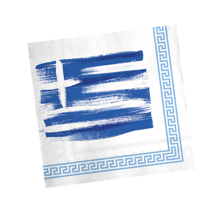 Merkloos Feest servetten - 20x - Griekenland thema - 3 laags - 33 x 33 cm -