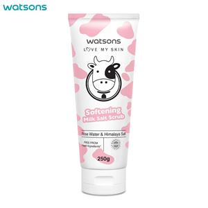 WATSONS Love My Skin verzachtende zoutscrub, rozenwater en Himaraya-zout, dermatologisch getest, 250 g.