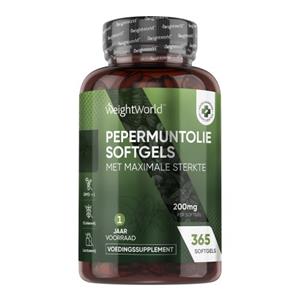 WeightWorld Pepermuntolie Softgels - 200 mg 365 softgels - 1 jaar voorraad