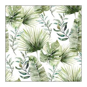 Ambiente Servet 33 Jungle Leaves White FSC Mix