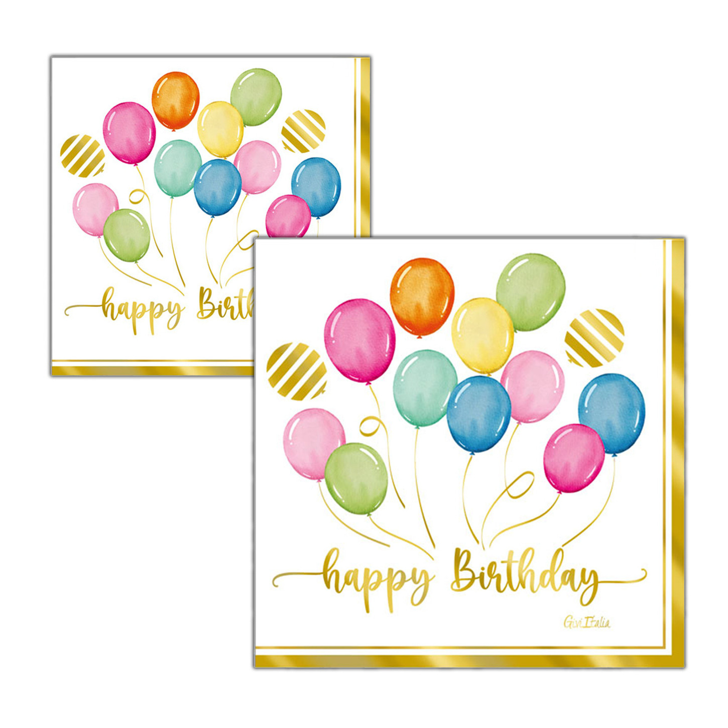 Givi Italia Feestservetten - 32x - happy birthday - ballonen thema - verjaardag - 3 laags - 33 x 33 cm -