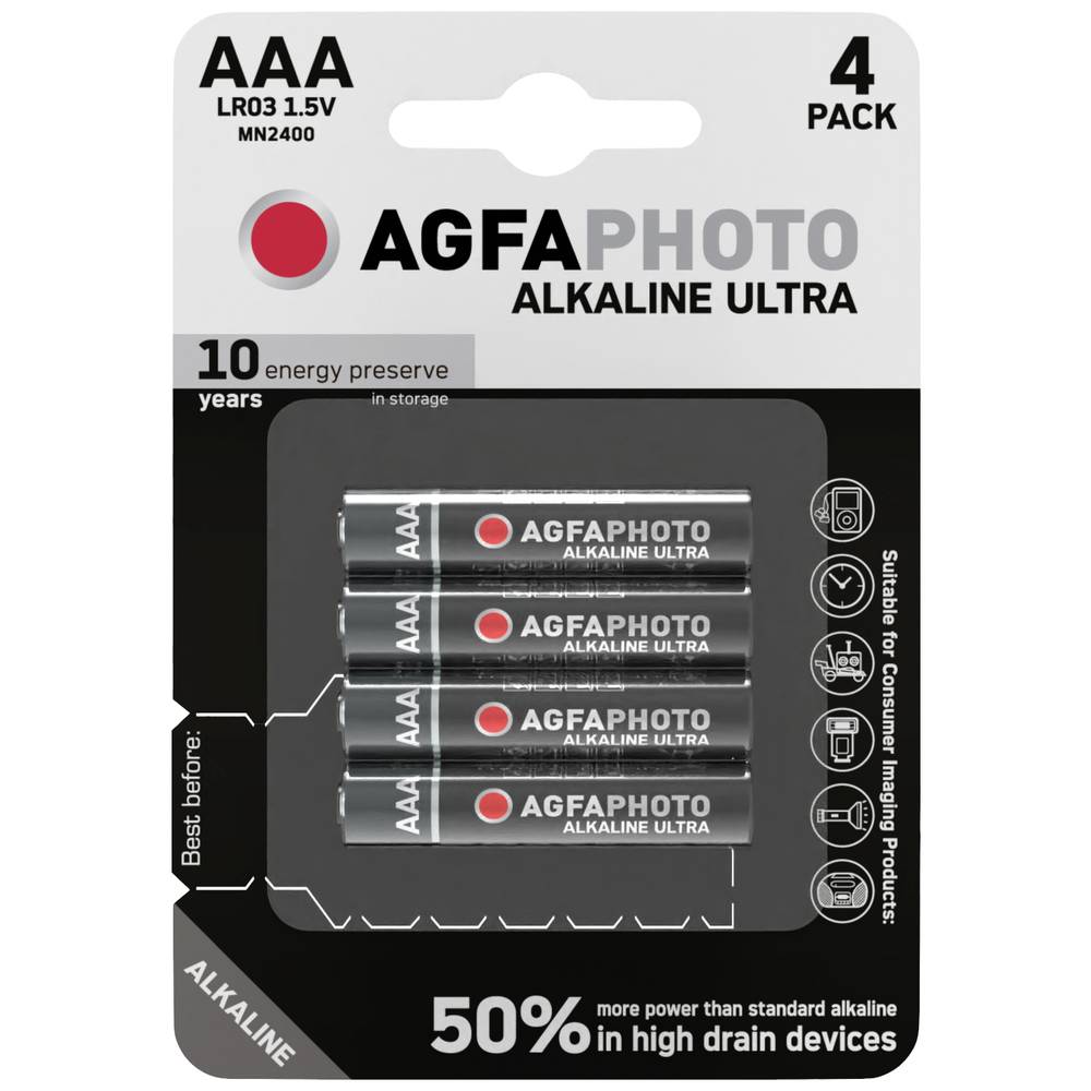 AgfaPhoto Ultra LR03 AAA batterij (potlood) Alkaline 1.5 V 4 stuk(s)