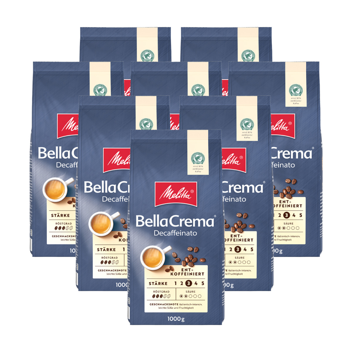 Melitta  BellaCrema Decaffeinato Bonen - 8x 1kg