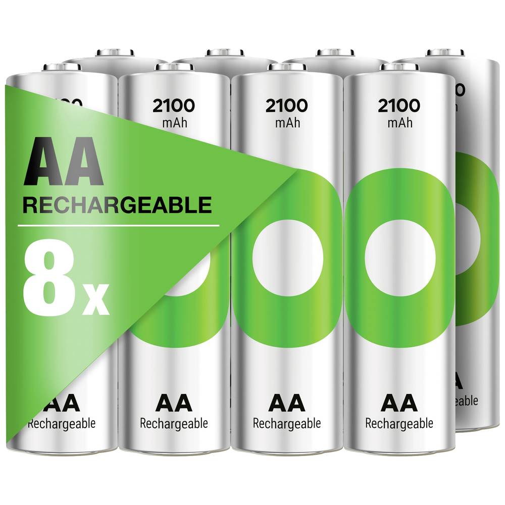 GP Batteries ReCyko Oplaadbare AA batterij (penlite) NiMH 2100 mAh 1.2 V 8 stuk(s)