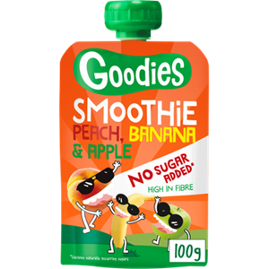 Goodies oodies Knijpfruit Smoothie Perzik, Banaan & Appel 100g bij Jumbo