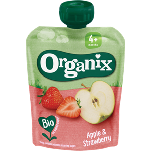 Organix rganix Knijpfruit Appel & Aardbei 4+m 90g bij Jumbo