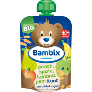 Bambix ambix Knijpzakje Appel, Perzik, Banaan, Peer & Haver Bio 10M+ 100g bij Jumbo