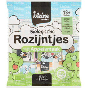 De kleine keuken e Kleine Keuken Biologische Rozijntjes met een Vleugje Appelsmaak 18+ Maanden 112g bij Jumbo