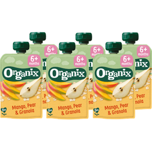 Organix x  Knijpfruit Mango, peer & granola 6mnd bij Jumbo