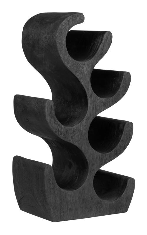 MUST Living-collectie Wijnrek Grape voor 6 flessen suar wood black met natuurlijke scheuren in het hout