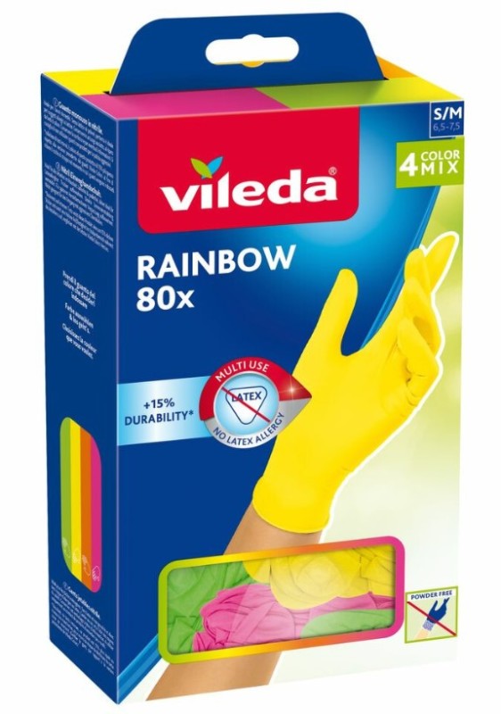 Vileda Handschoenen nitril rainbow m/l 80 Stuks