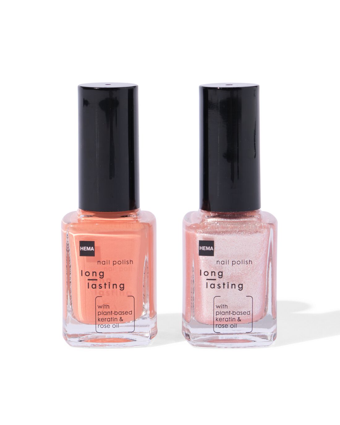 HEMA Long Lasting Nagellak Set Oranje Glitter 2-delig