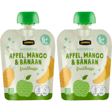 Jumbo umbo Biologisch Fruithapje 6+ Maanden Appel, Mango & Banaan 2 x 90g