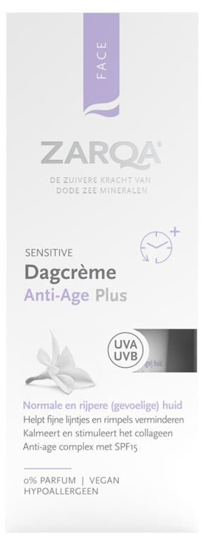 Zarqa Sensitive Dagcrème Anti-Age Plus 0% Parfum SPF15