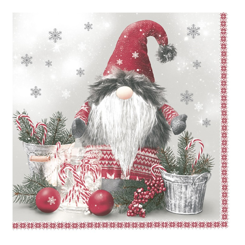 Maki kerst thema servetten - 20x st - 33 x 33 cm - gnoom - papier -