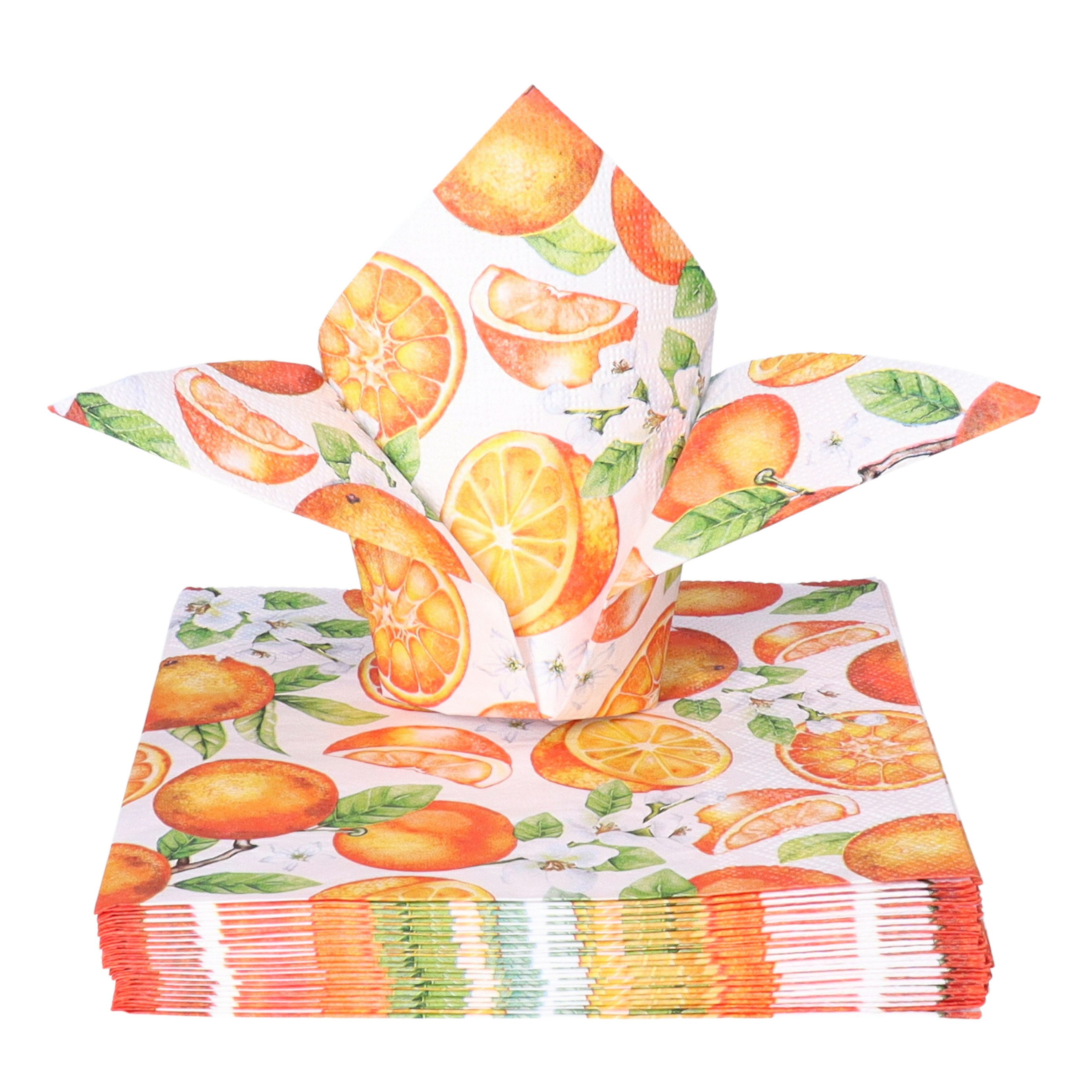 Ambiente Tafel diner servetten - Fruit Sinaasappels thema - 40x stuks - 33 x 33 cm -