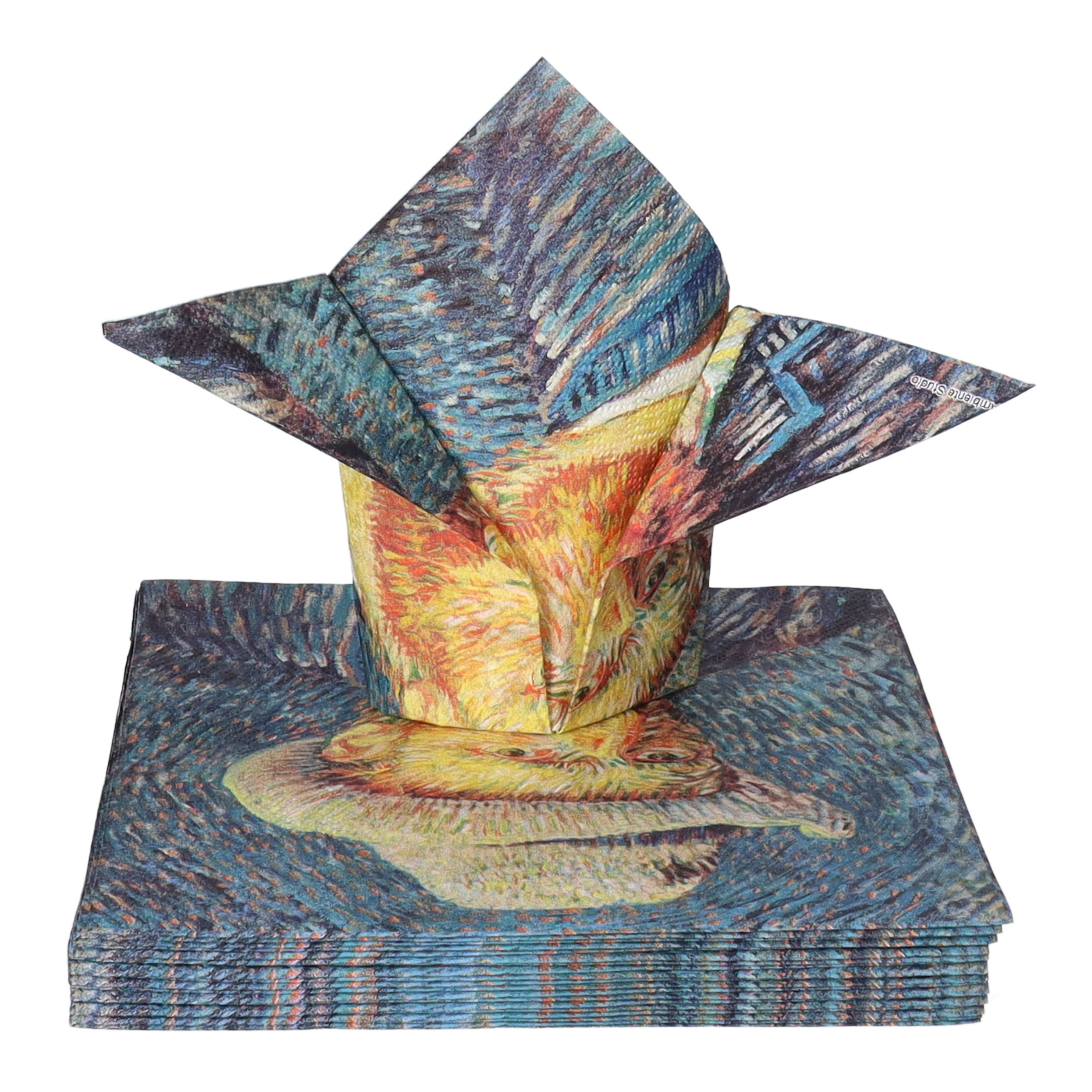 Ambiente Tafel diner servetten - Vincent van Gogh - 40x stuks - 33 x 33 cm - schilderijen - kunst -