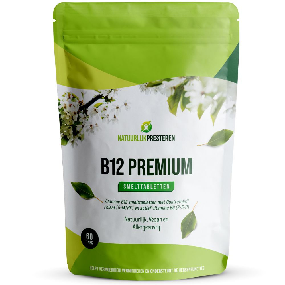 Natuurlijk Presteren Vitamine B12 Smeltabletten - 1000 mcg - actieve vormen - 5-MTHF en B6 - 60 tabs - aardbeiensmaak