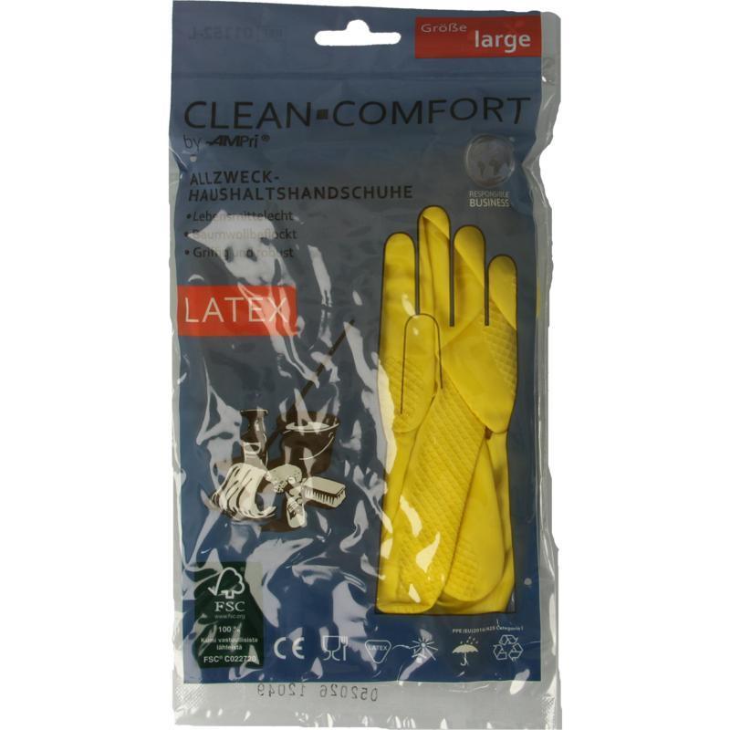 Clean-comfort Huishoudhandschoen geel maat l 1 Paar