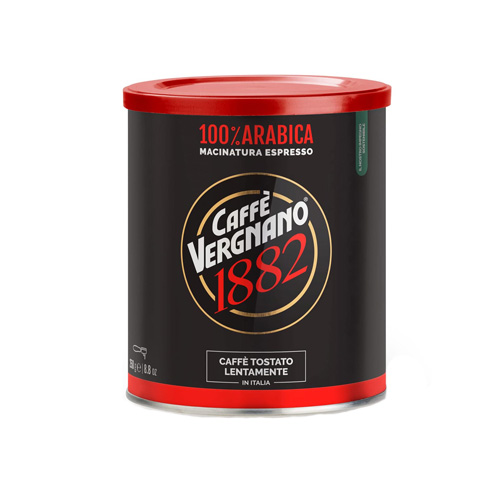 Vergnano Caffè  100% ARABICA ESPRESSO Tin (250gr gemalen koffie)