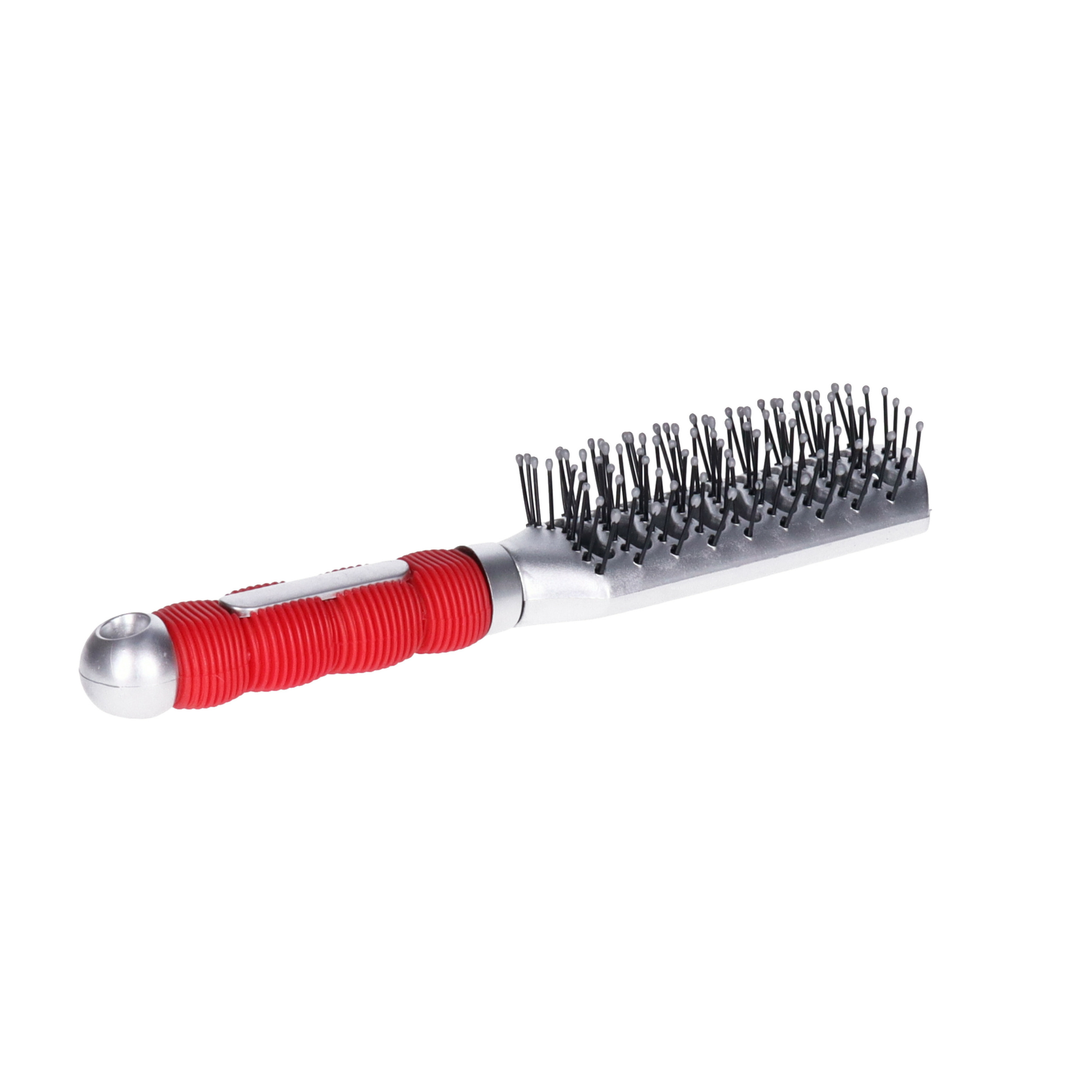 Merkloos Haarborstel Hairmaster - zilver met rood handvat - 23 x 4 cm - kunststof - heren/dames/kinderen -