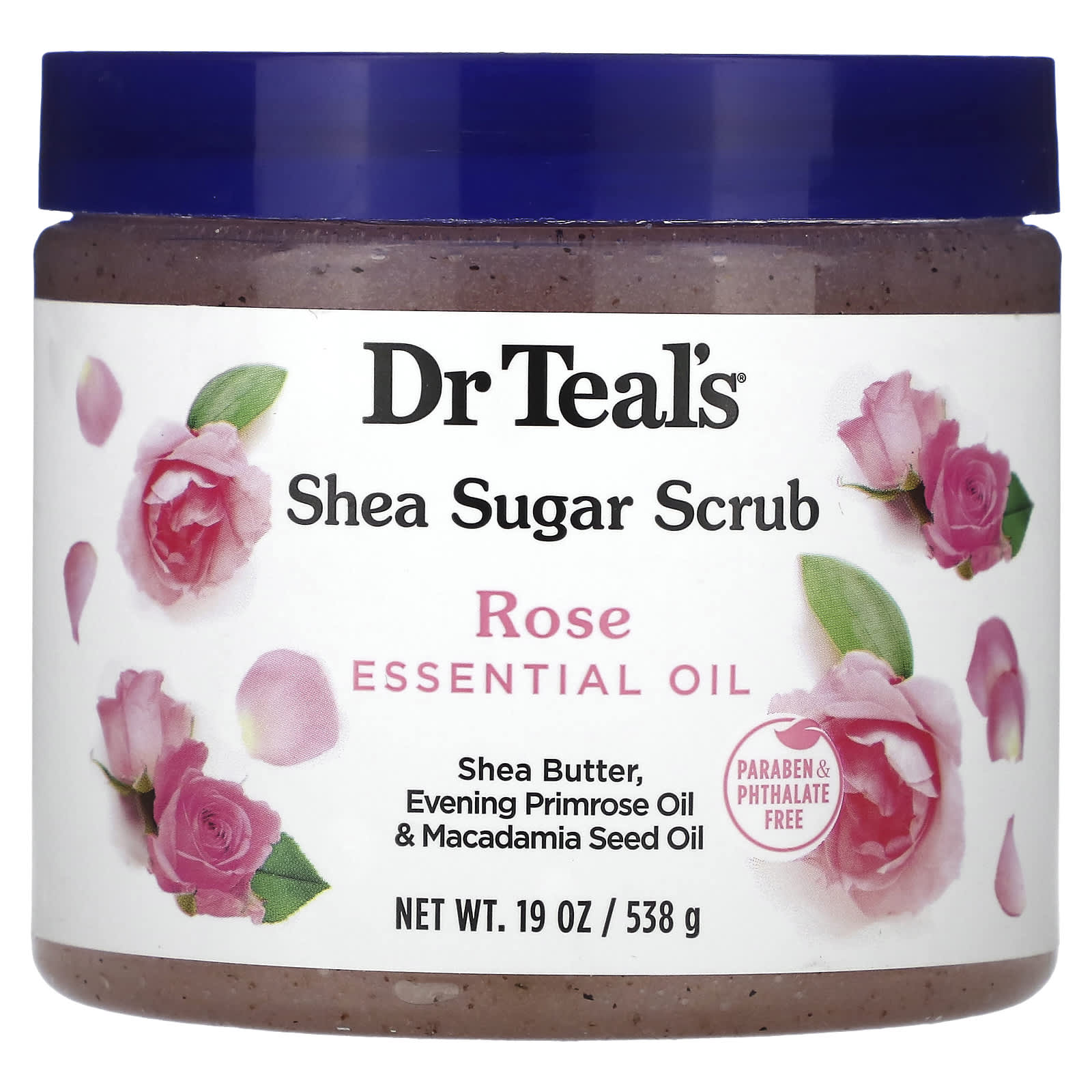 BeautyGlam Dr. Teal's, Shea Sugar Scrub, Rose Essential Oil, 19 oz (538 g)