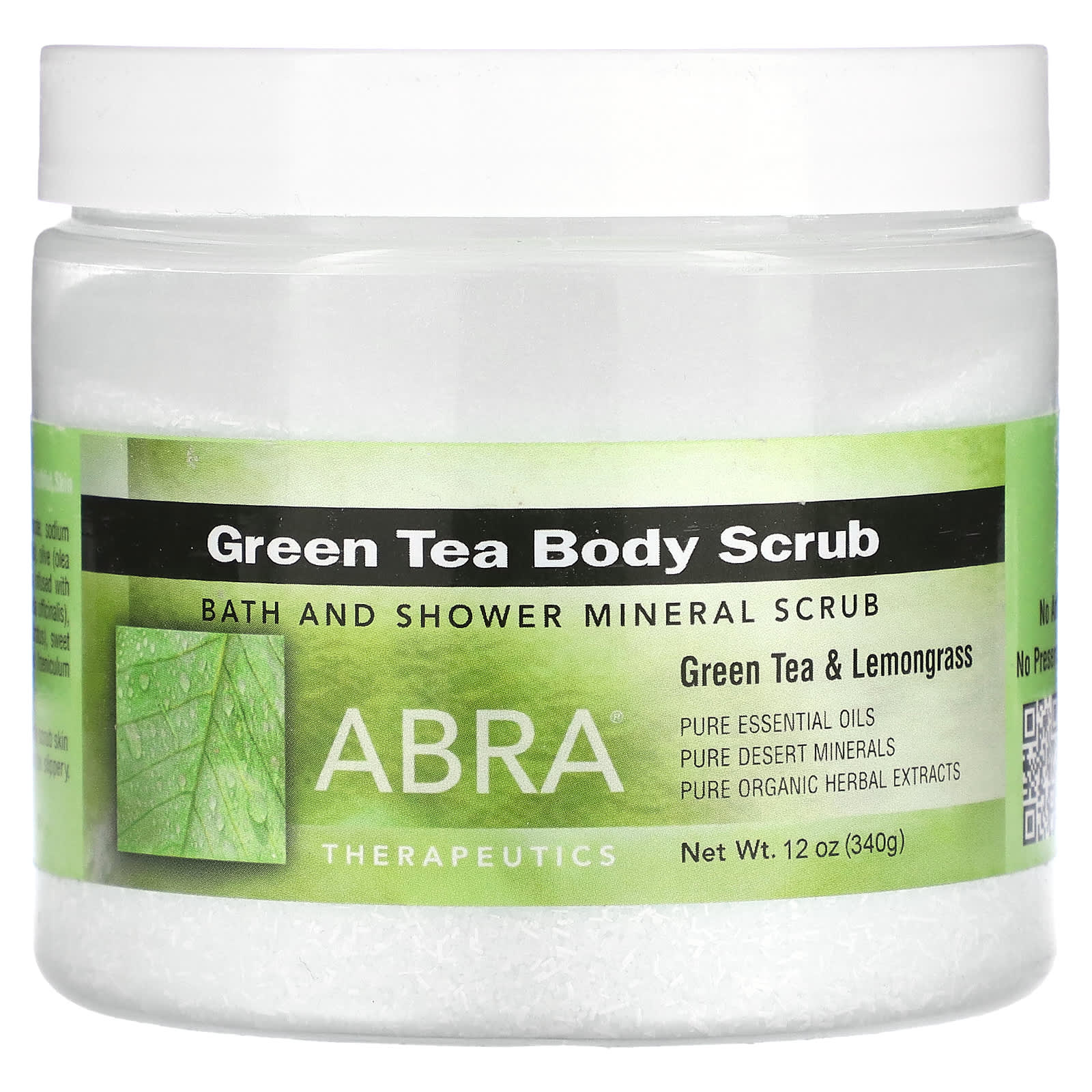 BeautyGlam Abra Therapeutics, Green Tea Body Scrub, Green Tea & Lemongrass, 10 oz (283 g)