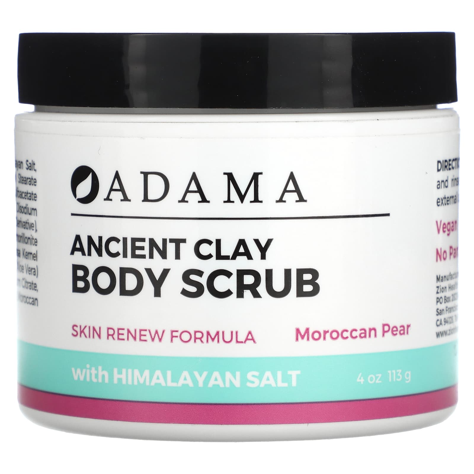 BeautyGlam Zion Health, Adama, Ancient Clay, Body Scrub, Moroccan Pear, 4 oz (113 g)