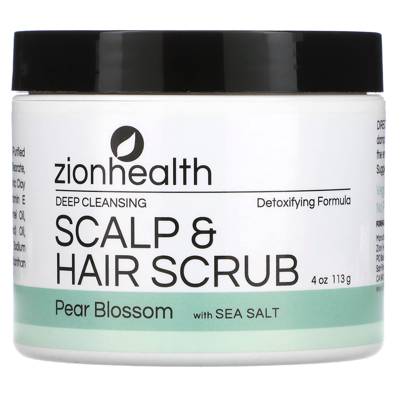 Zion Health , Deep Cleansing Scalp & Hair Scrub, Pear Blossom, Sea Salt, 4 oz (113 g)