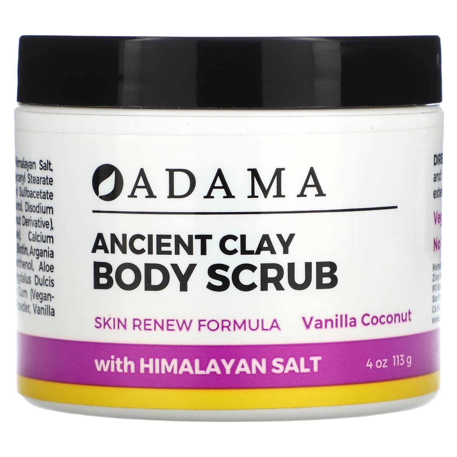 Zion Health , adama, ancient clay, body scrub, vanilla coconut, 4 oz (113 g)