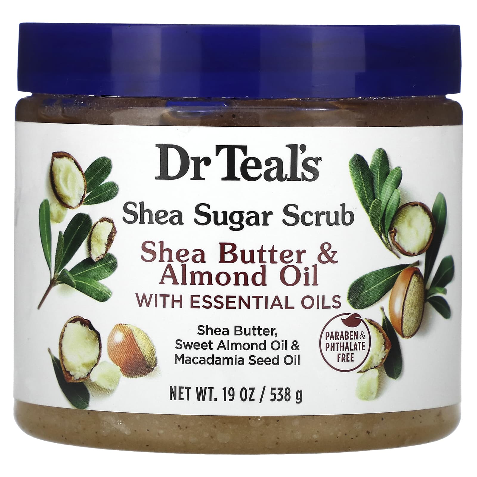 Dr. Teal's , Shea Sugar Scrub, Shea Butter and Almond Oil, with Essential Oils, 19 oz (538 g)