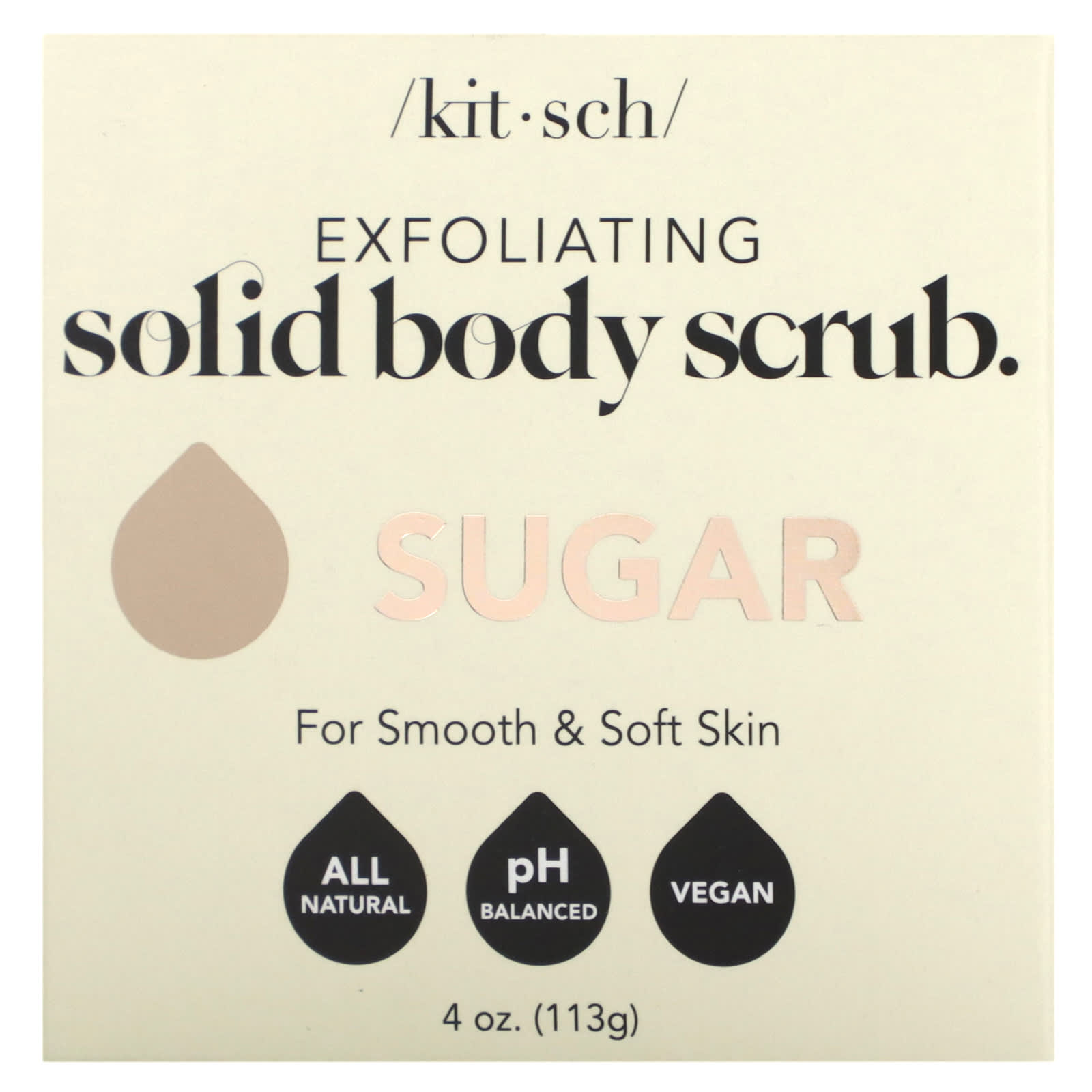 Kitsch , Exfoliating Solid Body Scrub, Sugar, Brown Sugar, and Vanilla Bean, 4 oz (113 g)