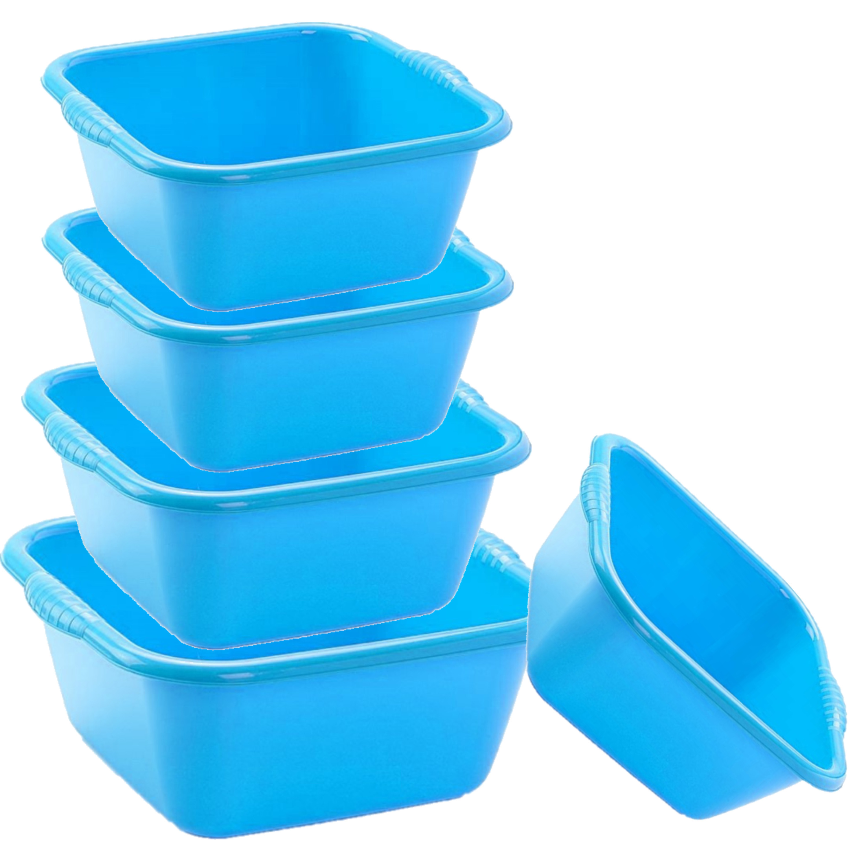 Forte Plastics Voordeelset multi-functionele kunststof teiltjes blauw in 5 formaten -