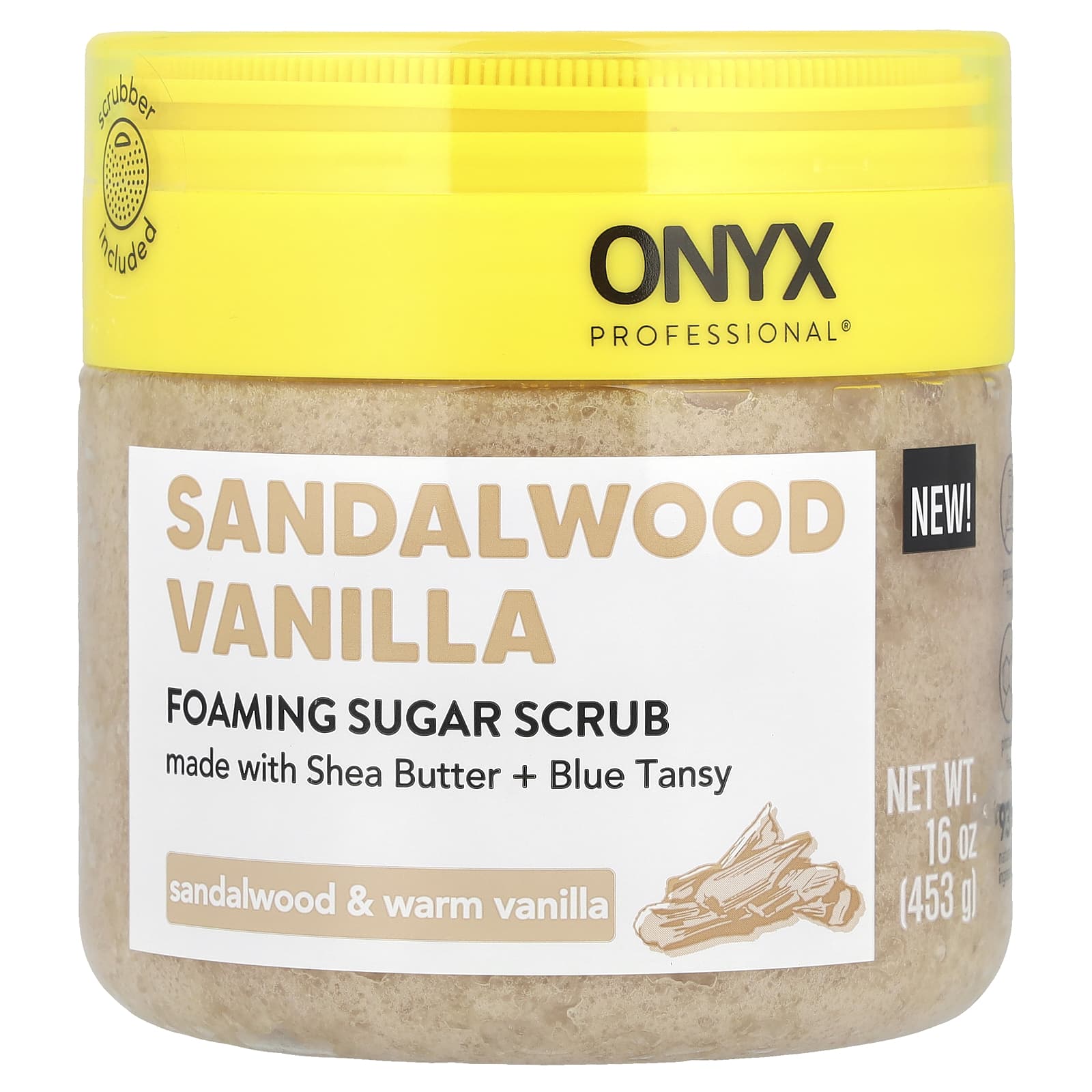 BeautyGlam Onyx Professional, Sandalwood Vanilla, Foaming Sugar Scrub, Sandalwood & Warm Vanilla, 16 oz (453 g)