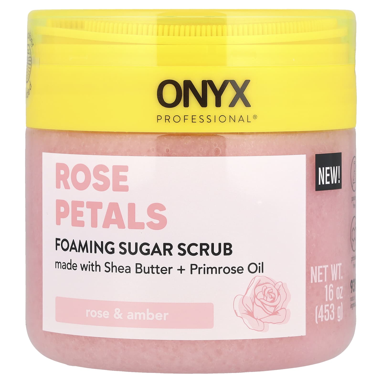 BeautyGlam Onyx Professional, Rose Petal, Foaming Sugar Scrub, Rose & Amber, 16 oz (453 g)